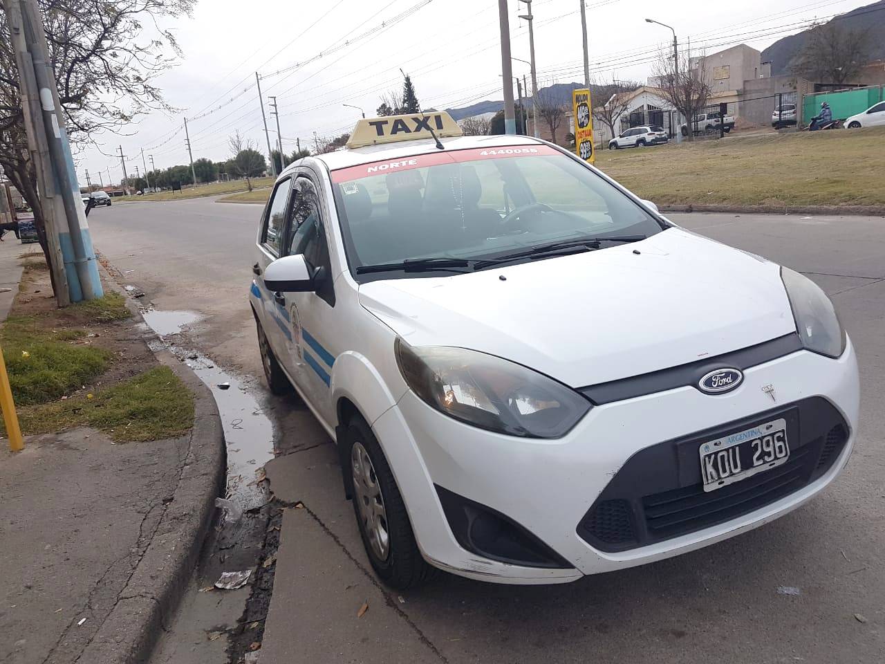 Flota de taxis y remises de Norte Remis estacionada en San Luis